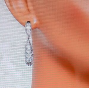 #81. NWOT Elegant Silver Teardrop Cubic Zirconia Earrings
